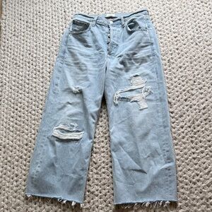 Citizens Of Humanity Light Blue Distressed Wide-Leg Jeans
